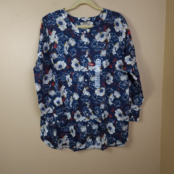 Duluth Wrinklefighter Tunic in Navy Sun Floral Size 1X - Picture 3 of 11